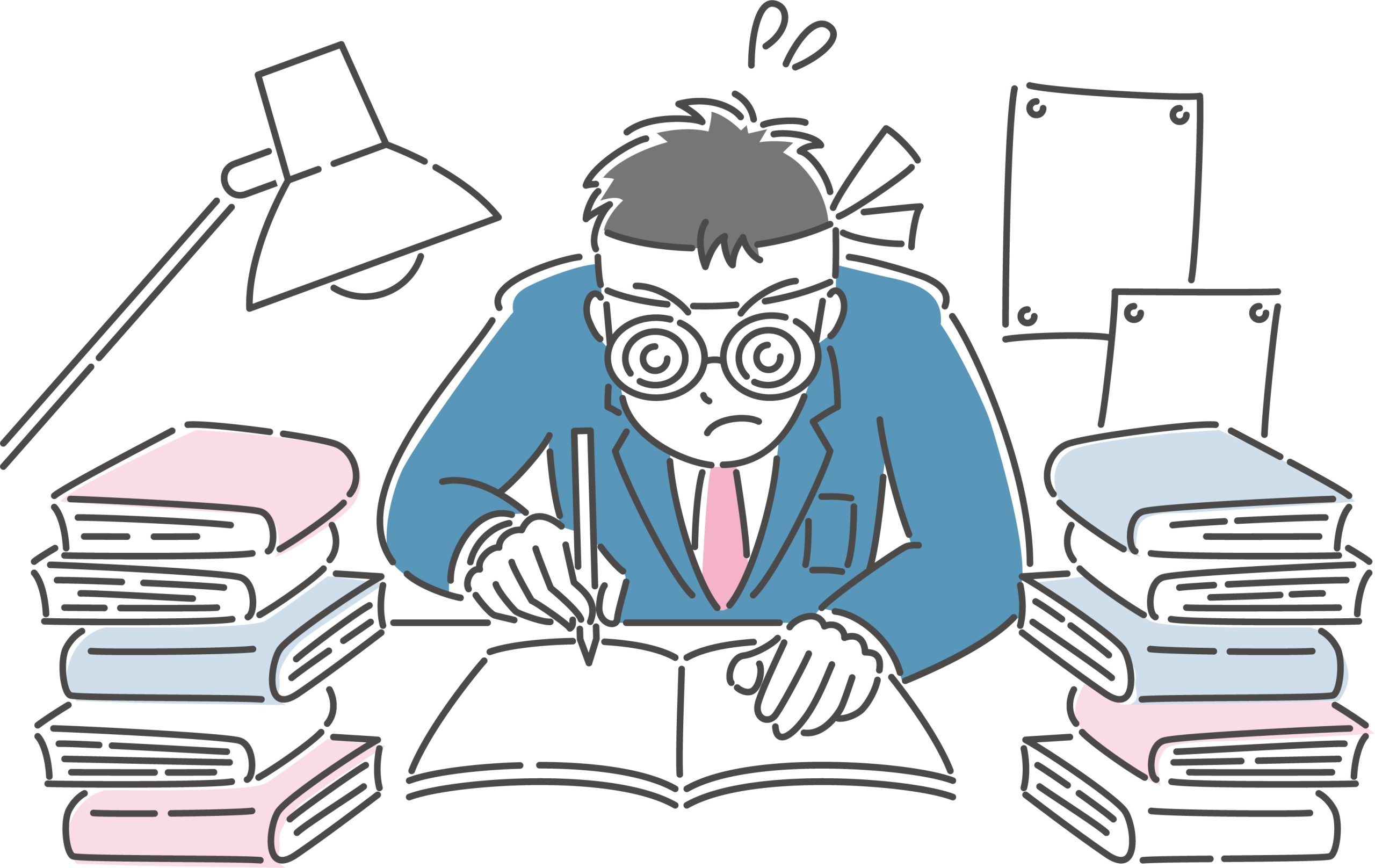 試験勉強をする学生